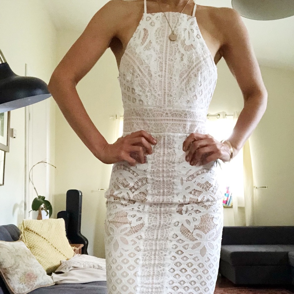 Lulus white lace bodycon dress